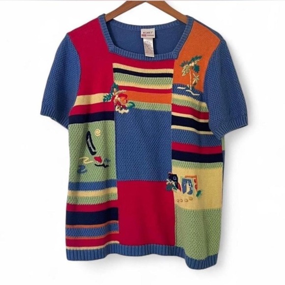 Koret Sweaters - Koret Vintage Colorful Patchwork‎ Sweater